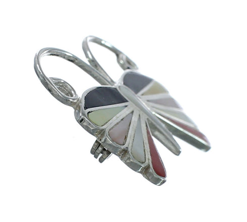 Native American Zuni Multicolor Inlay Butterfly Pin Pendant NX11564